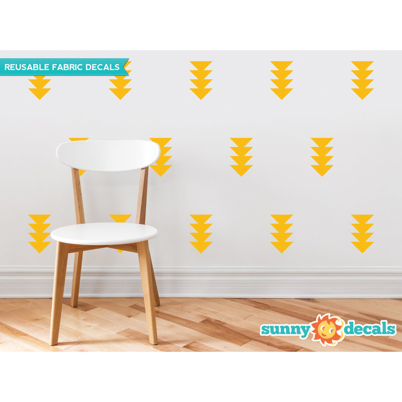 Décalcomanie murale flèche à quatre triangle, Jaune et orange