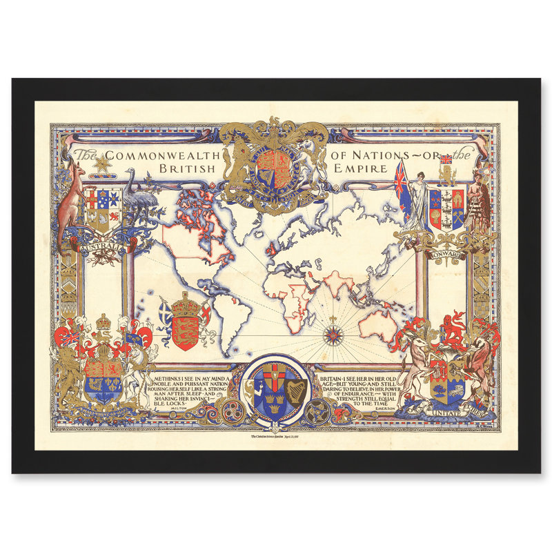 Map Webb 1937 British Empire Commonwealth Pictorial - Single Picture Frame Print