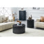 Ensemble de 2 tables basses gigognes, tables rondes en panneau de fibres à densité moyenne avec rangement intégré, tables d'appoint élégantes à grain de bois noir pour salon, chambre à coucher, table basse-125909517