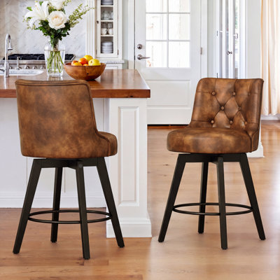 Roland Swivel 26.7'' Upholstered Counter Stool