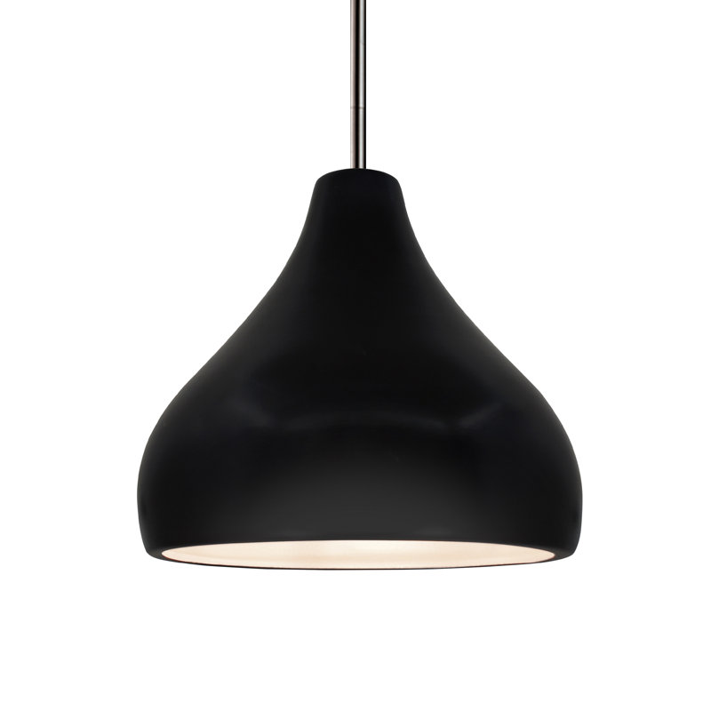 Luminaire suspendu à 1 lumière Meydan, H 8 po x l 11,5 po x P 11,5 po, Noir mat carbone, Nickel brossé