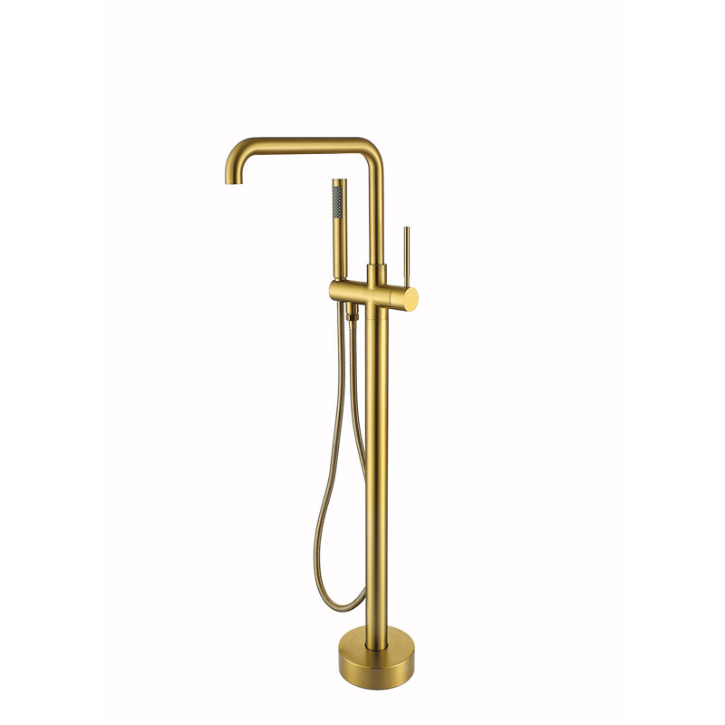 Robinet de baignoire autoportant avec douche à main en or brossé - Matériaux, fabrication de qualité moderne, charme de la baignoire