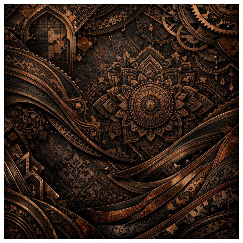 Intricate Bronze Mandala Comforter, Twin Extra Long
