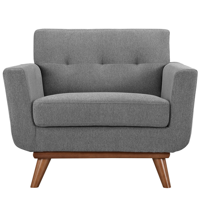 Carson Carrington Sigtuna Wooden Leg Mid-century Armchair, Gray Performance Velvet