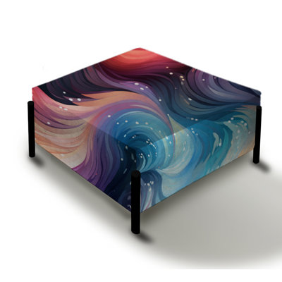 Blue And Purple Celestial Dreams Chevron Pattern - Paisley Large Square Ottoman