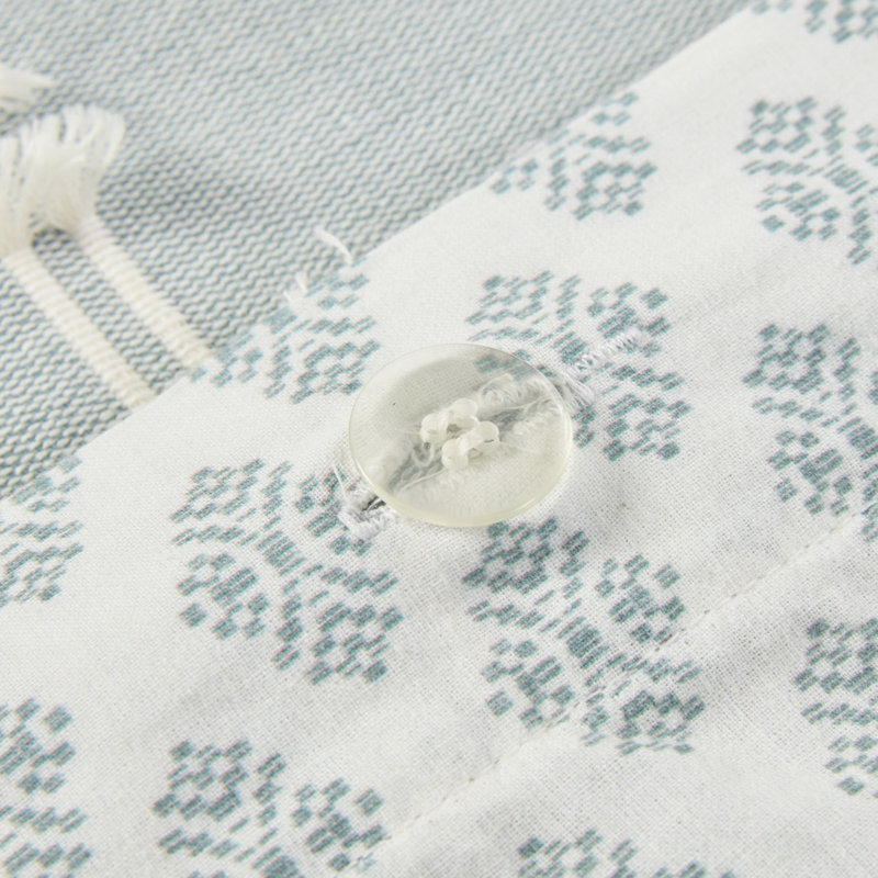 3 Piece Full/Queen Bedding , Cotton With Ground And Pattern Buttons Button