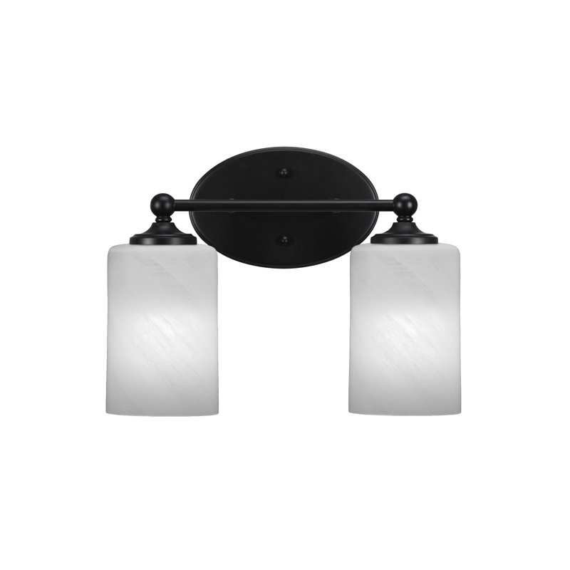Capri Light Bath Bar Shown With 4" White Marble Glass, 2, Matte Black
