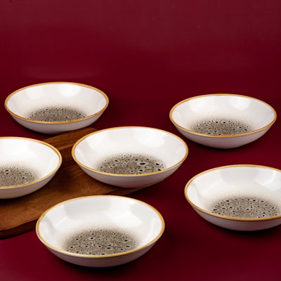 Assiette creuse en porcelaine de qualité supérieure JAGUAR | Assiette creuse ronde coupe vitale | 6 pièces | Va au micro-ondes et au lave-vaisselle