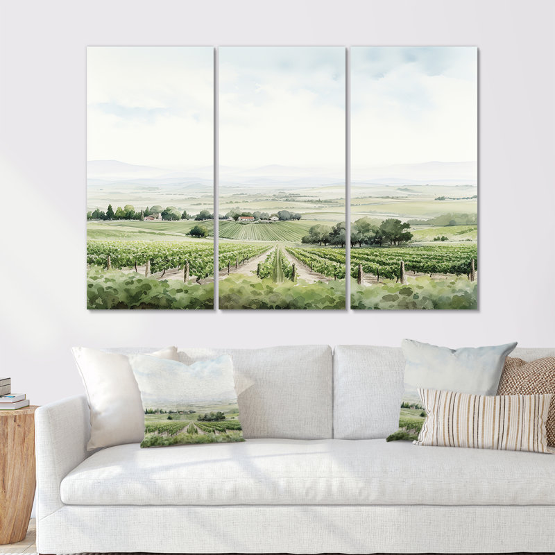 Vineyard Scenery Landscape Beauty III - Ensemble d'art mural vignoble, Toile tendue, H 32 po x l 48 po x P 1 po