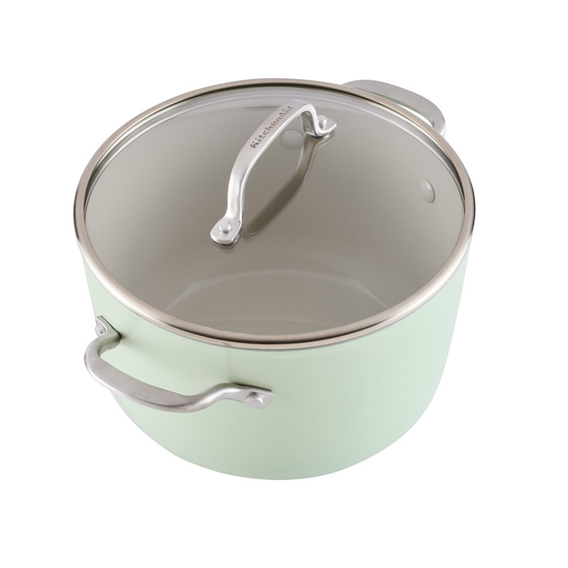Kitchenaid Hard-Anodized Ceramic Induction Cookware Set, 10 Piece, Agave, Green