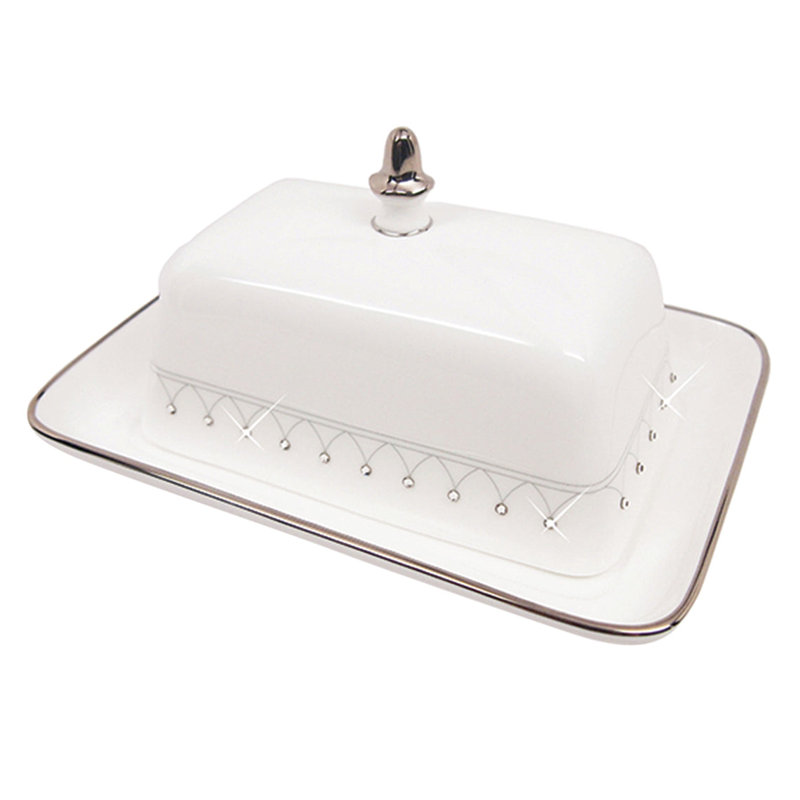 Princess Platinum Bone China Butter Dish
