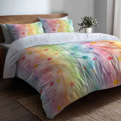 Celestial 6 Pcs Comforter Set - Decorative Childrens Sweet Star Chains With Shams And Throw Pillows