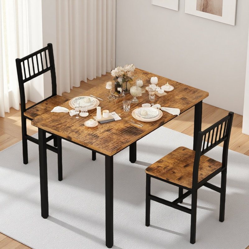 Small Kitchen Table Set For 2 With Chairs, 3 Piece Dining Table Set, Wood Breakfast Nook Table And Chairs Set For Small Space Dining Room,Apartment