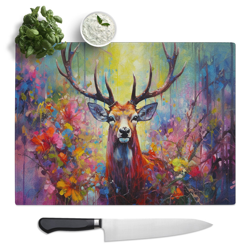 Stag Expressionism  Glass Chopping Board