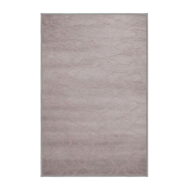 Machine Washable Abstract Gray Area Rug, Rectangle 7' x 10'