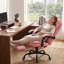 Fauteuil de bureau à haut dossier avec vibration à 7 points, repose-pieds, soutien lombaire, rose-133587036-133587037