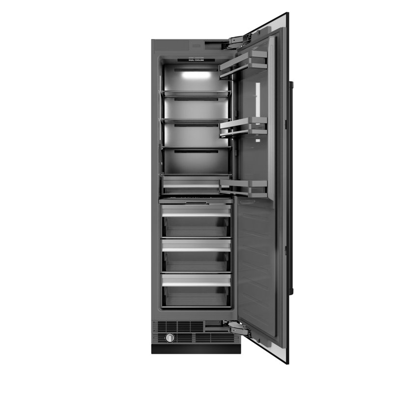 ZLINE 24 in. 12.5 cu. ft. Column Refrigerator in Stainless Steel with Graphite Gray Interior, Black Stainless Steel