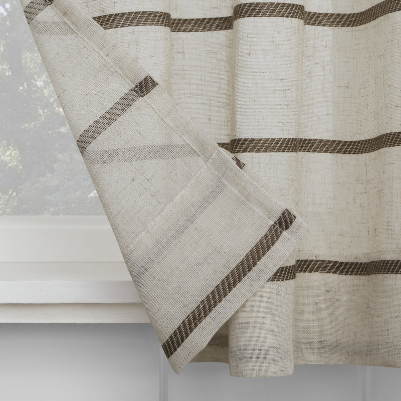 Striped Tailored Kitchen Curtain, 52" W x 36" L, Mocha