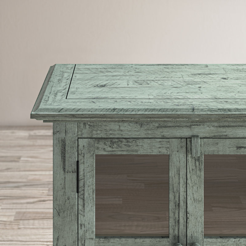 Buffet en bois d'acacia massif Beth 54 ", Côté vague
