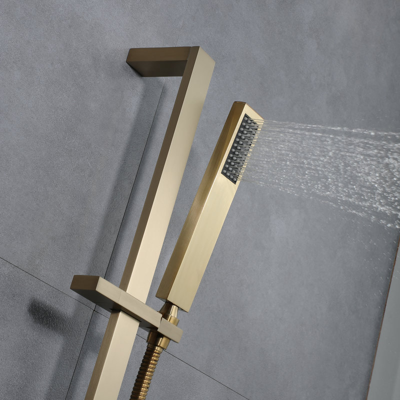 Thermostatic All-In-One Kit with Rough in-Valve, Brushed Gold