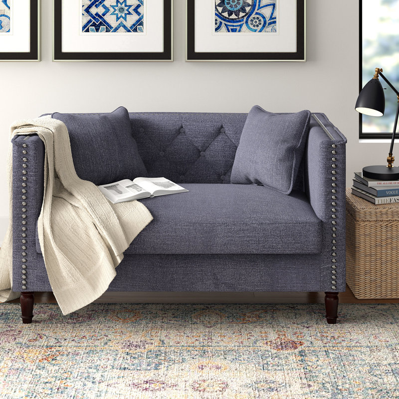 Causeuse Chesterfield en lin 49,6 po Meaghan, Gris foncé