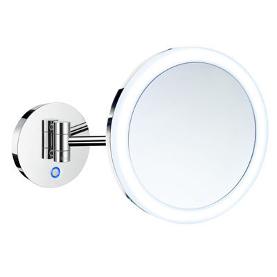 Wall mounted battery operated lighted make up mirror