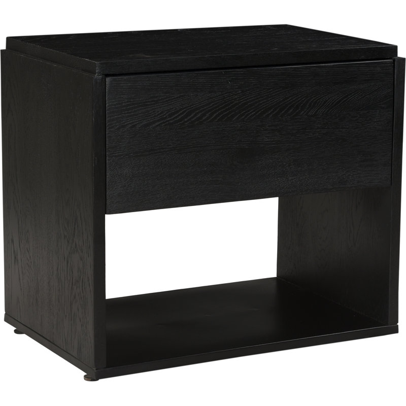 1 - Drawer Solid Wood Nightstand, Black