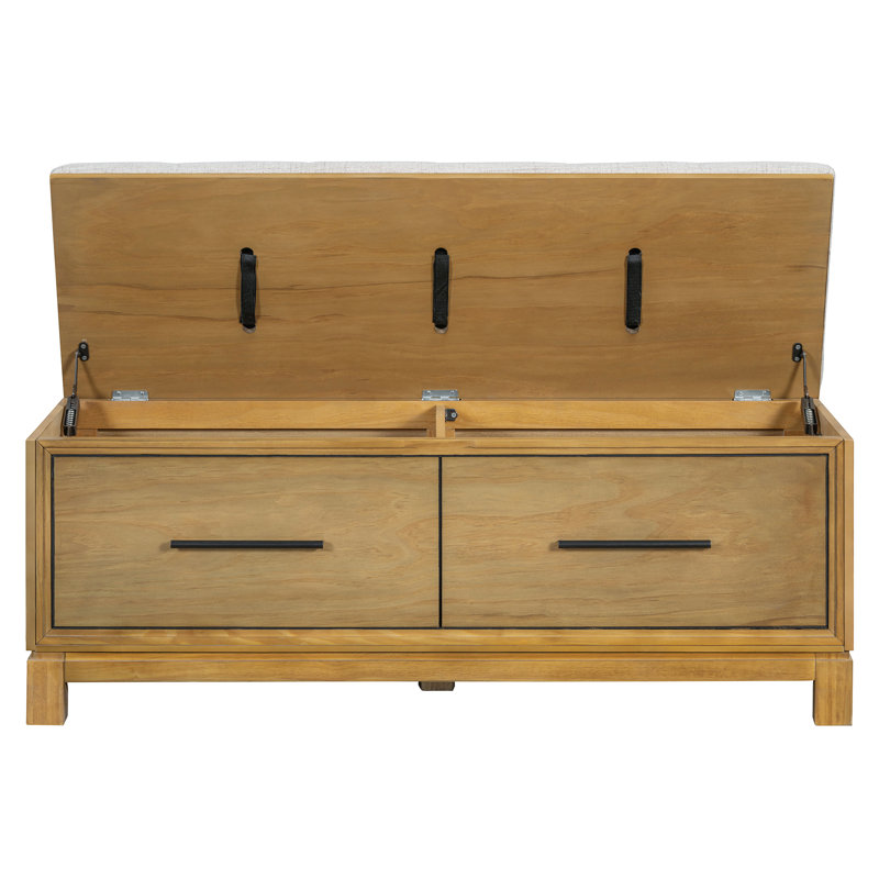 Banc à chaussures avec coussin amovible TREXM, banc de rangement pour hall d'entrée, rangement caché pour le salon, le vestibule et les couloirs 