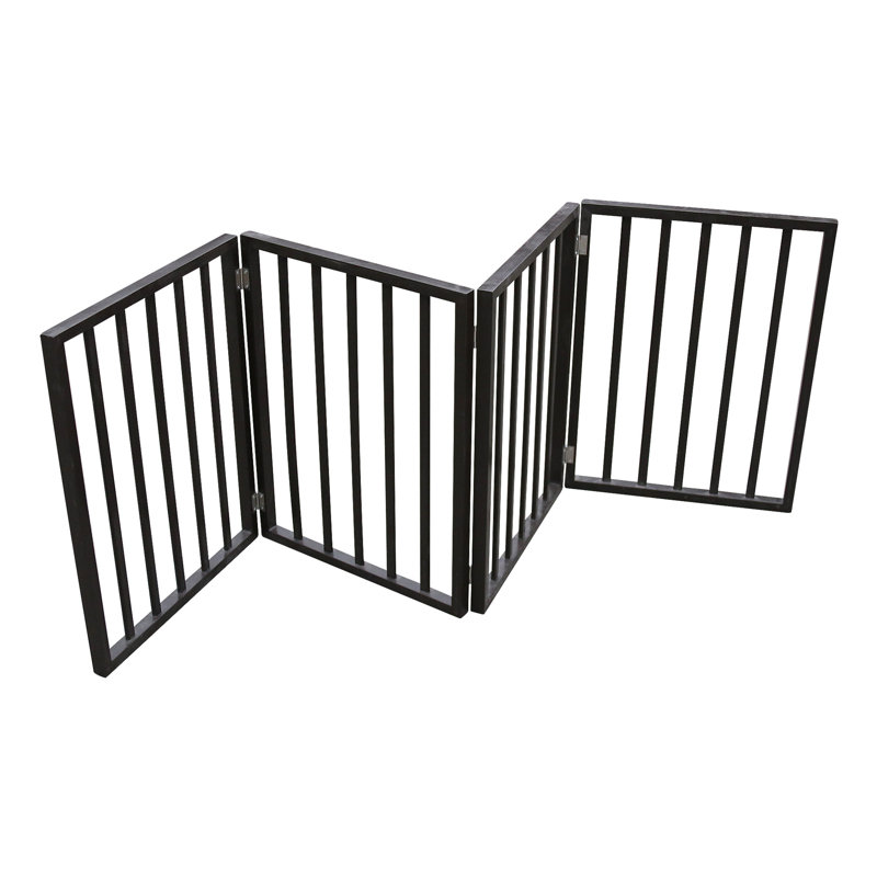 Barrière pour animaux de compagnie en brun foncé - Porte en bois massif autoportante et pliable limitant la porte de la maison et le pliage de l'escalier pour se tenir à l'écart de certaines zones