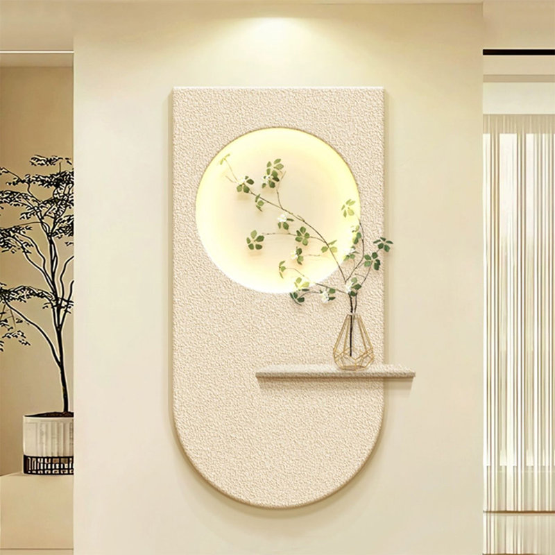 Peinture de grès tridimensionnelle crème de style vert plante suspendue peinture salon, H 62,99 po x l 31,5 po x P 1,97 po