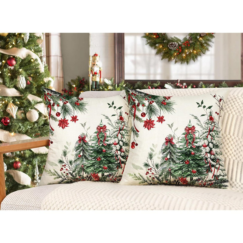Coussins décoratifs de Noël 18 x 18 pouces, ensemble de 2 housses de coussin décoratives de Noël pour Noël
