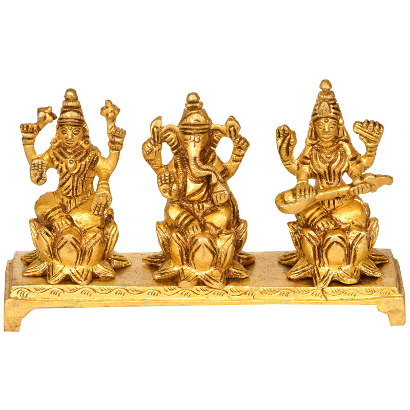 Lakshmi Ganesha Saraswati, objet décoratif, Or