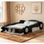 Lit plateforme pleine grandeur en forme de voiture de course avec roues, durable et sécuritaire pour les chambres d'enfants-201235677