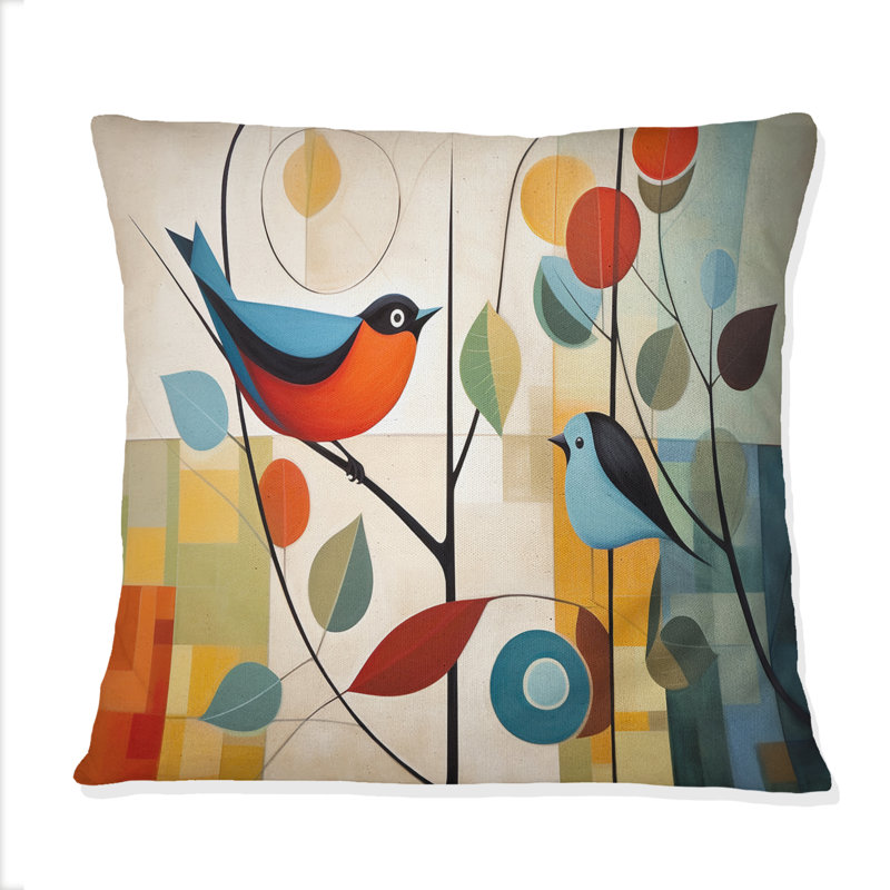 Green Mid Century Mod Nature III - Abstract Midcentury Printed Throw Pillow
