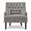Chaise avec accoudoirs moderne en bois massif capitonné à boutons, revêtement en tissu de polyester beige pour le salon-1784232206