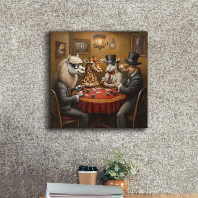  «Poker On Noah's Arc» par Rich Monet, art mural sur toile, 18 po x 18 po