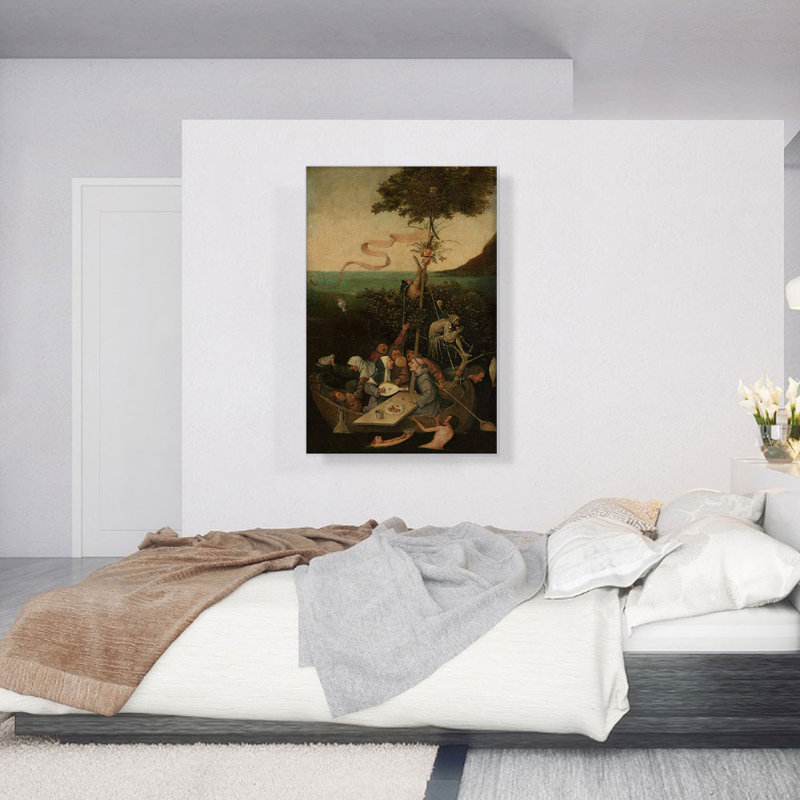 " The Ship Of Fools " by Hieronymus Bosch Painting Print, 40" H x 26" W x 0.75" D