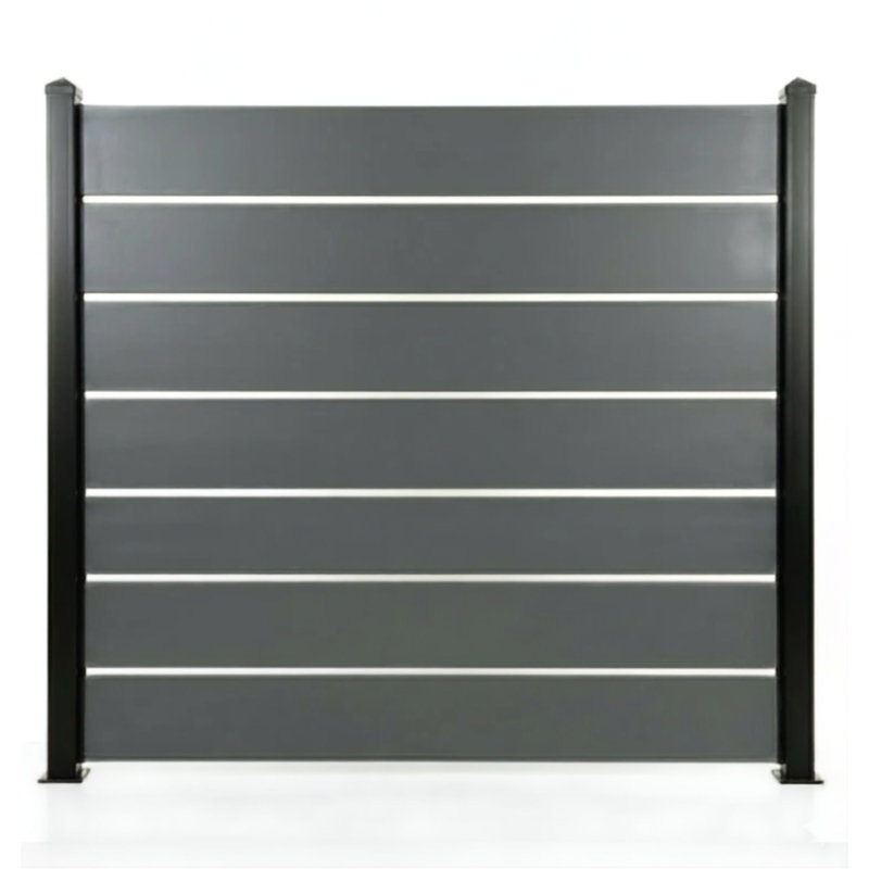 6ft High Aluminium Slatted Fence Kit with 100mm Slats - Modern Garden Fencing (Black & Anthracite Grey), Anthracite Grey