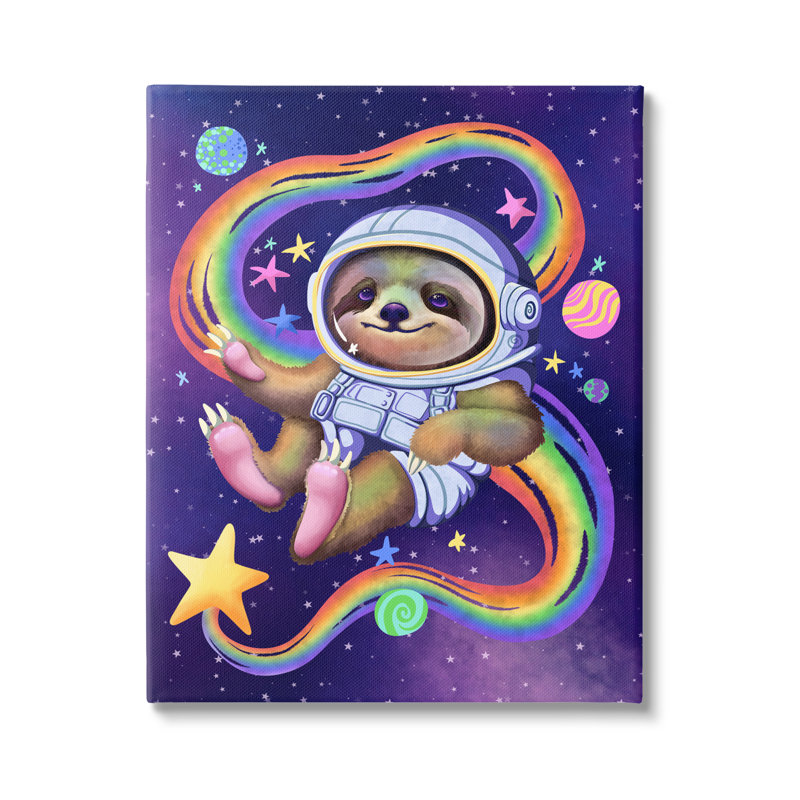 Paresseux dans l'espace, Giclée encadrée noir minuit, H 30 po x l 24 po x P 1,5 po