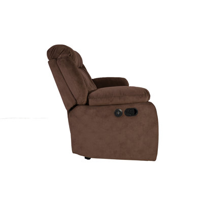 Canapé moderne manuel 1pc avec accoudoirs rembourrés et capitonnés à l'horizontale, port USB, finition chocolat, mobilier de salon principal