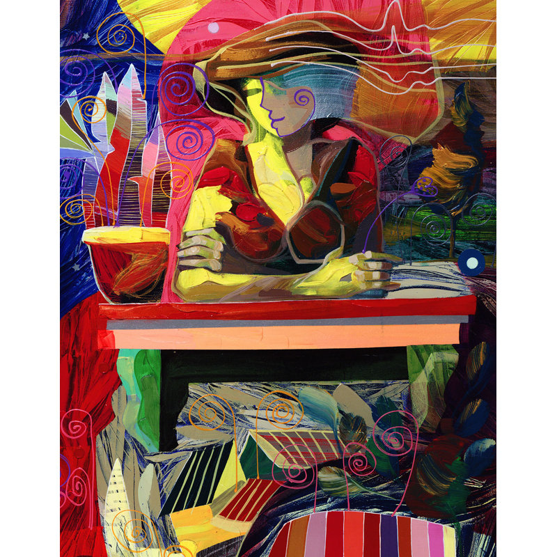 Mandoline Fascination, peinture sur toile par Tadeo Zavaleta, encadrée de 32 x 32