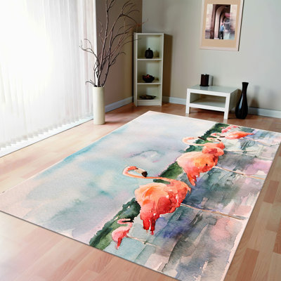 Tapis à motif floral non tissé doux dans des tons pastel pour une touche d'élégance dans votre espace de vie