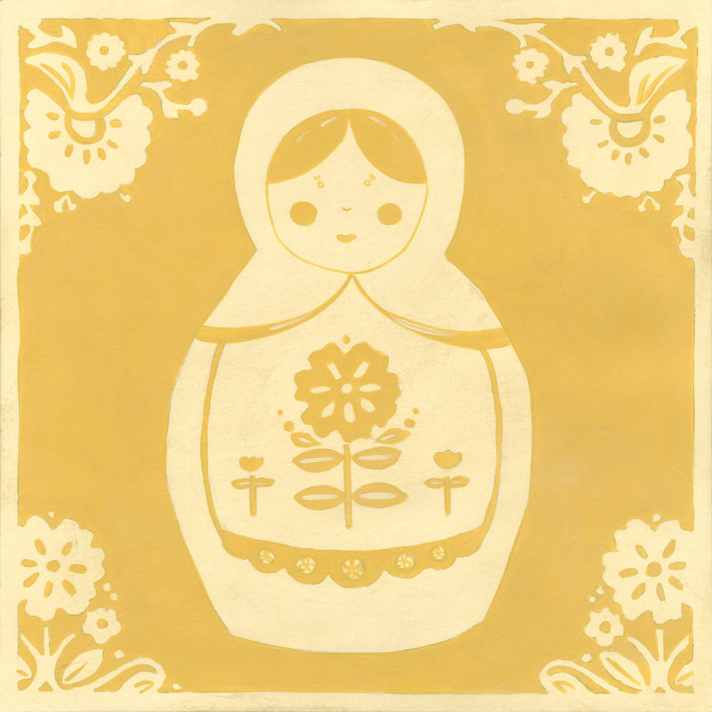 Russian Doll In Yellow by June Erica Vess - Wrapped Canvas Art Prints, 76cm H x 76cm W x 3.8cm D