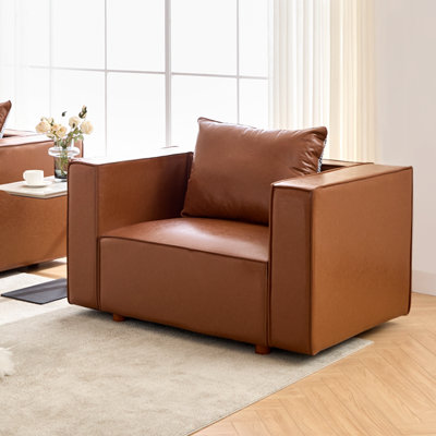 50” W Leather Accent Armchair