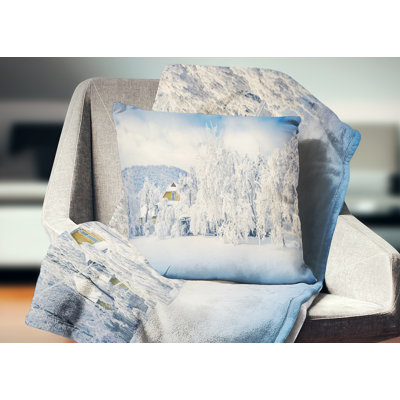 White Winter Mountain Landscape - Landscape Printed Pillow