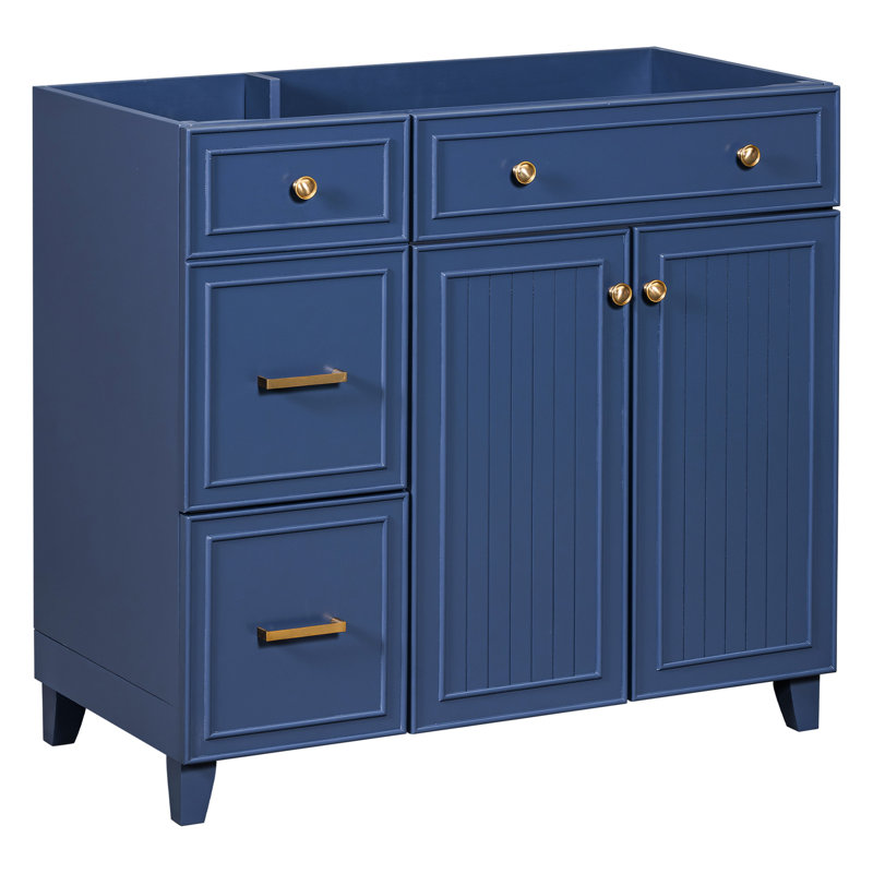 Armoire de salle de bain bleue 36 po, fonctionnelle et élégante
