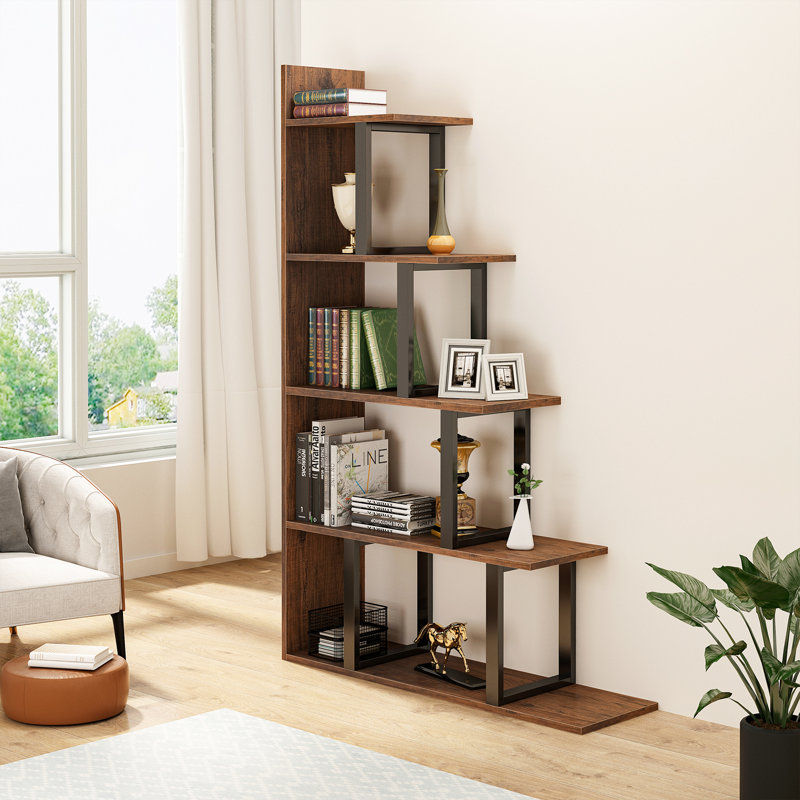 Étagère à livres échelle autoportante H 63 "x l 40" Sorren, Brun rétro