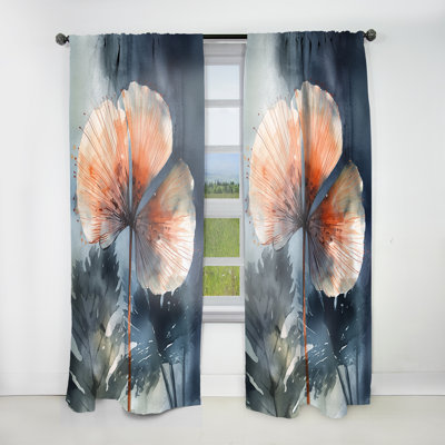 Witcomb - Tropical Palm Leaves Ginkgo V - Traditional Velvet Curtain - Room Darkening - 1 panel