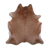 Tapis caramel en cuir de vache fantaisie fait à la main 6 pi x 7 pi Bhahadur