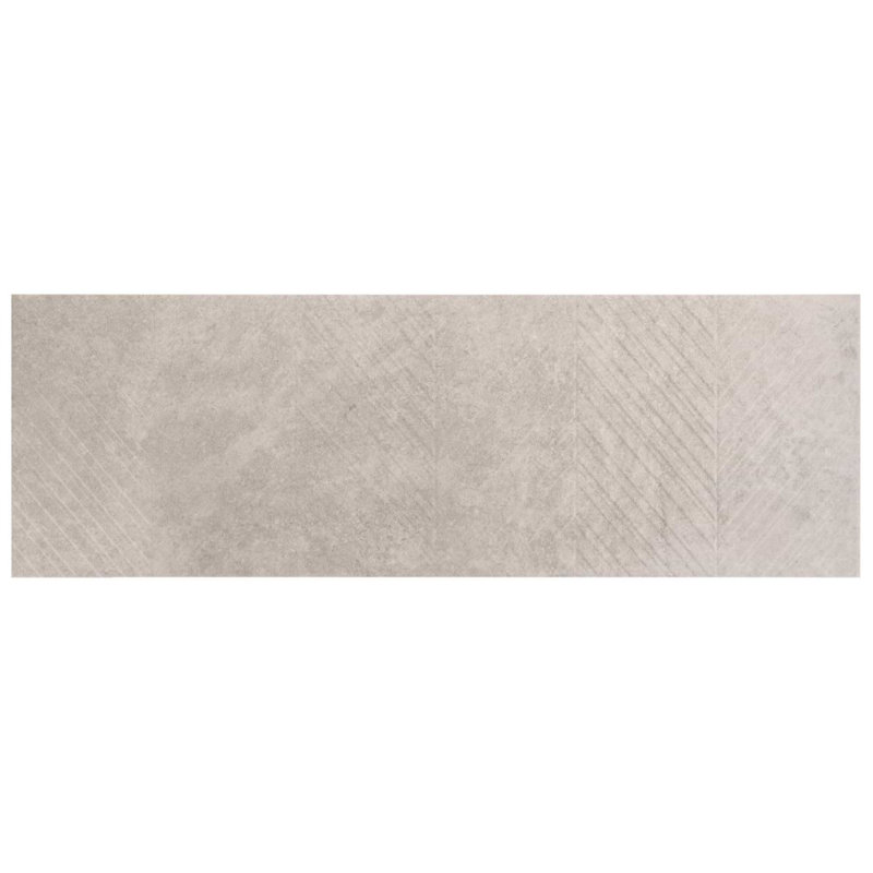 Stoneside Chevron 12x36 Textured Matte Ceramic Tile, Pearl Gray